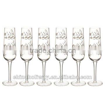 All you need set of 6 glasses, champagne glass with decal printing