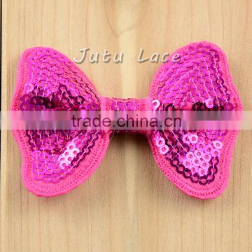 hot pink shiny bow -baby hair flower clips headband hair accessory bows -handmade sequin fabric bowknot in 32 colors                        
                                                Quality Choice