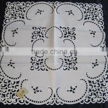 New design cheap simple cutwork white satin Table Cloth