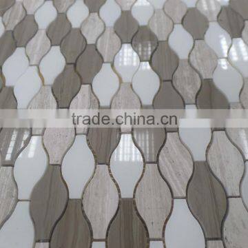 Lantern Marble mosaic Tiles(Pure White+Timber Grey Marble)