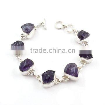 925 sterling silver jewelry amethyst rough stone bracelet fashion jewelry vintage jewelry