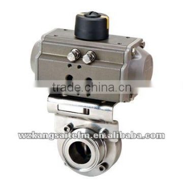 Pneumatic Sanitary Butterfly Valve, SS316L butterfly valve, pneumatic actuated butterfly valve