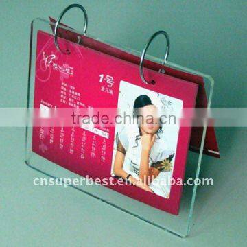 Hot sale acrylic calendar frame with metal ring