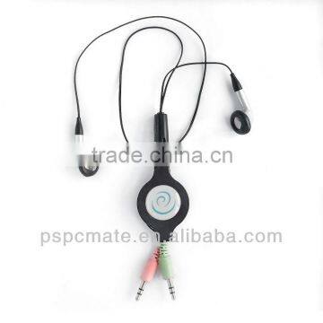 earphones with retractable cord and mic with OEM logo