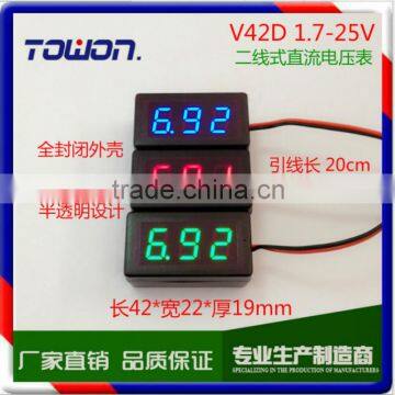 V42D Voltmeter DC 1.7-25V 3 Digits Red Green Blue LED Digital Voltmeter photo-4