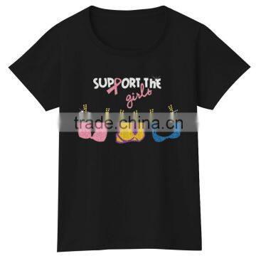OEM Service Custom Tshirt 100% Cotton Casual Fashion Black t Shirt for Women Girls photo-2