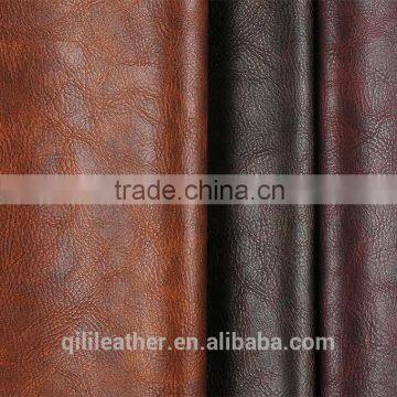 2014 QILI Hot sales cattle hide grain pu synthetic leather for autumn-winter shoes