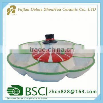 ceramic round decoration christmas candy tray