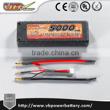 VB High quality 5000mah 7.4V 45C 50C hard case RC lipo battery pack with Deans connector