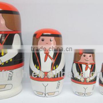 wood russian matryoshka doll, nesting russian doll of 5 pcs