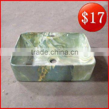 Promotion color basin one taphole ceramic rectangular marble tile pattern sink BO-01