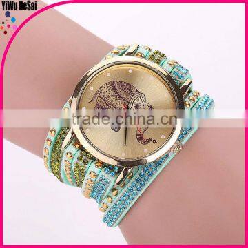 2016 Fashion Mujer Women Girl Elephant Bracelet Dial Quarzt Watch