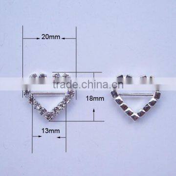 (M0188-13mm inner horizontal bar) heart rhinestone buckle