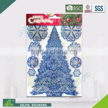 BSCI factory audit Christmas tree 3D Eco-friendly decorative removable gold glitter stickers