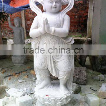 Guanyin Female Buddha Statue White Marble Stone Hand Carving Sculpture For Pagoda, Cave, Temple No 72