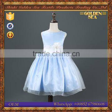 2016 new design one piece puffy blue girl party dresses