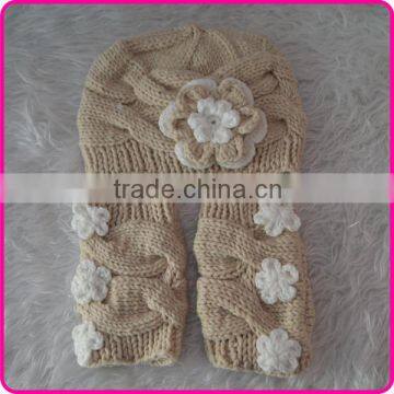 Cute hand knitted hats baby knitted beanie hats with flowers