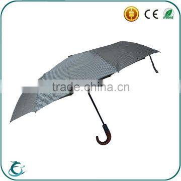 Good Quality 3 Fold Lattice Windproof Pu Leather Handle Umbrella