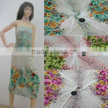 Most Popular Flower Polyester digital print fabric for ladies dress