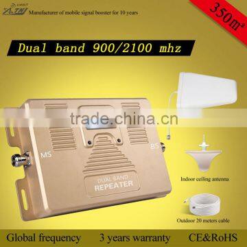 high power dual band 900&2100mhz signal booster repeater for 2G/3G with LCD screen