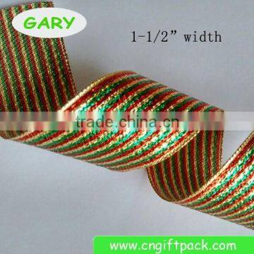 1-1/2" Cheap Outdoor Wired Fabric Christmas Ribbon photo-3