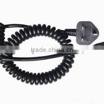 BSI,UK Power cord with spiral cable,Britain power plug