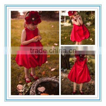 FGCT03 New Style A-Line Red Satin Cute Custom Made Knee Length Girls Party Dress Flower Girl Dresses