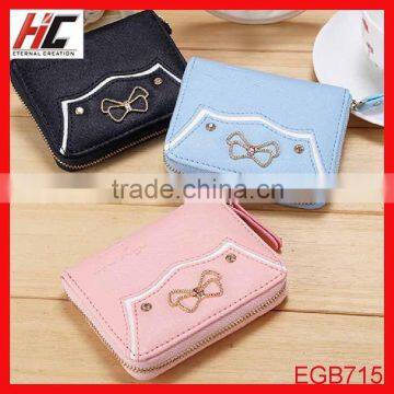 Best selling smallest cheap fancy cute pu leather wallet for girls