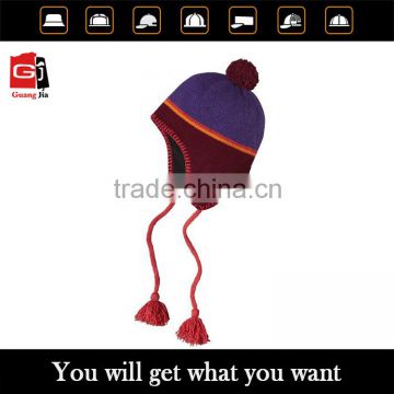 China mainland cap factory custom OEM best selling good quality earflap soft pompon knitted baby hats wholesale