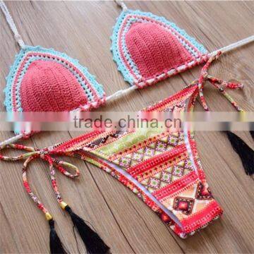 Crochet Top and Elastic Bottom Style Hand Crochet Sexy Swimwear