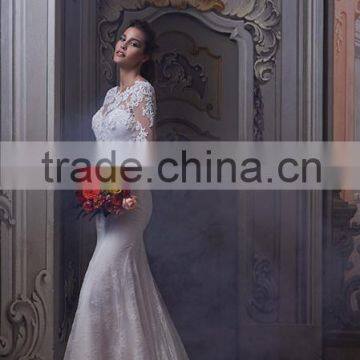 (MY0926) MARRY YOU Alibaba Long Sleeve Backless Vintage Mermaid Lace Wedding Dresses 2015