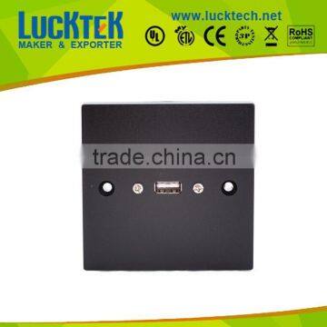USB A Wall Plate (Type A Female - Female 15cm Fly lead) BLACK Single Gang Faceplate