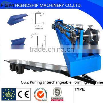 Travelling to Construction Site , C and Z Purline Roll Forming Machine, With Travelling Car