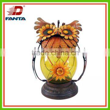 Decorative Autumn Harvest metal owl with glass ball tea light holder