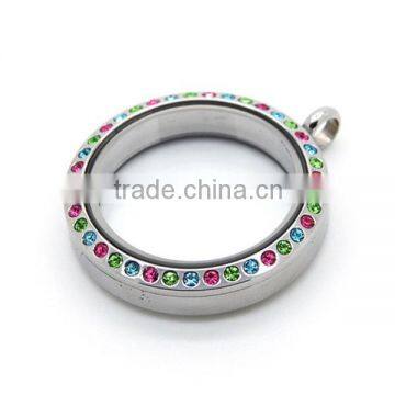 Best Seller Bule Crystal Stones Stainless Steel Floating Memory Magnetic Picture Locket Pendant Jewelry photo-4