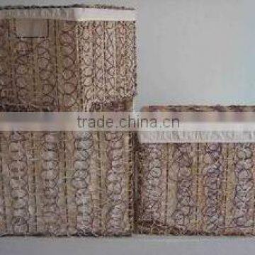 Crazy weaving rattan with iron frame laundry basket ,NEW item