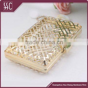 16.5*10cm Polished Gold Box Clutch Frame With Chain Loops photo-2