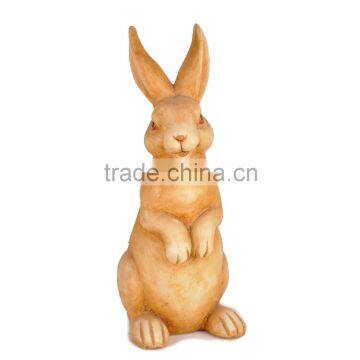 Cute rabbit statue cement material product for home decoration