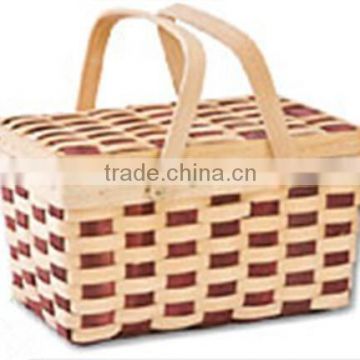 Weave wooden basket with 2 handles LG