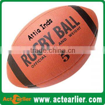 Cheap custom design silk screen printing office size shiny rubber rugby ball