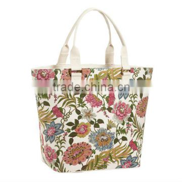 flower printed summber cotton canvas beach bags