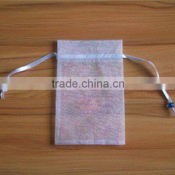 printed logo organza bags/drawstring round pouch organza/stand up pouch for cosmetics