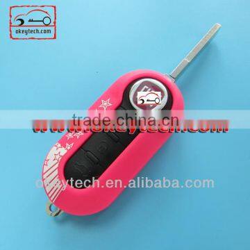 Best price 3 button shell key Fiat 500 key remote key cover Deep blue SIP22 blade for fiat 500 cover