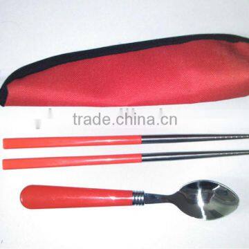 2pcs set stainless steel cutlery with plastic handle
