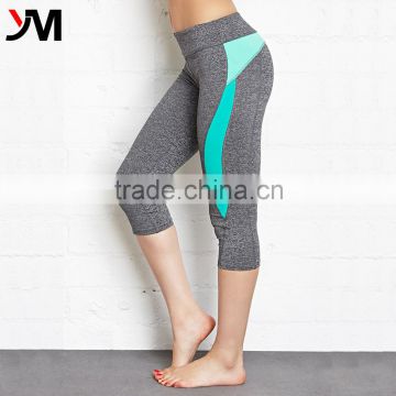 Active Contrast Color Cropped Yoga Pants With Customized Logo