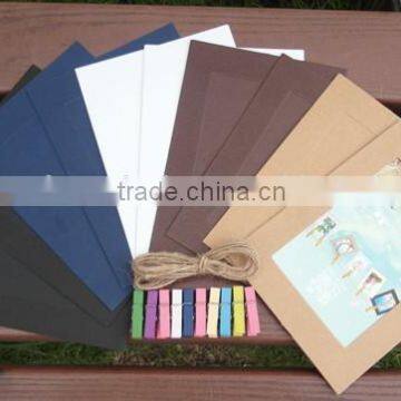 Eco-friendly Paper Picture Photo Frames Hanging Over at the Rope With Wood Clamp photo-3