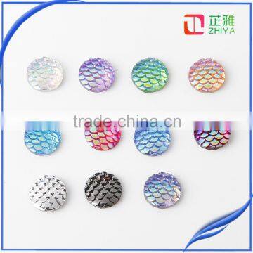 Wholesale flat back 12mm ab color resin scale rhinestone earrings accessories