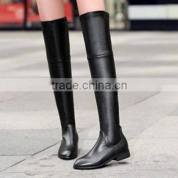 Real Leather Shoes Over Knee Shoes Low Heel 2015 CP6691