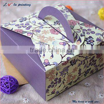 high quality purple cake box with handle