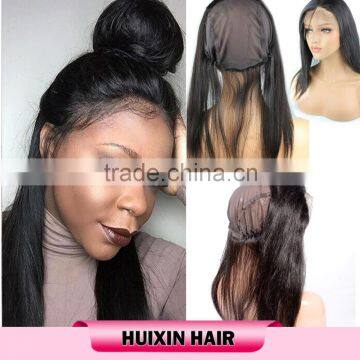 360 lace frontal closure with wig cap and strap,Brazilian virgin remy hair from one donor